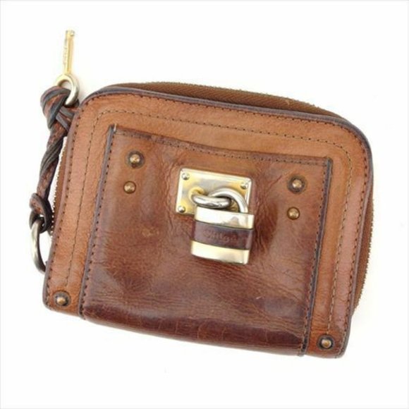 Chloe Wallet Purse Bifold Brown leather Woman unisex Authentic Used - Picture 1 of 8
